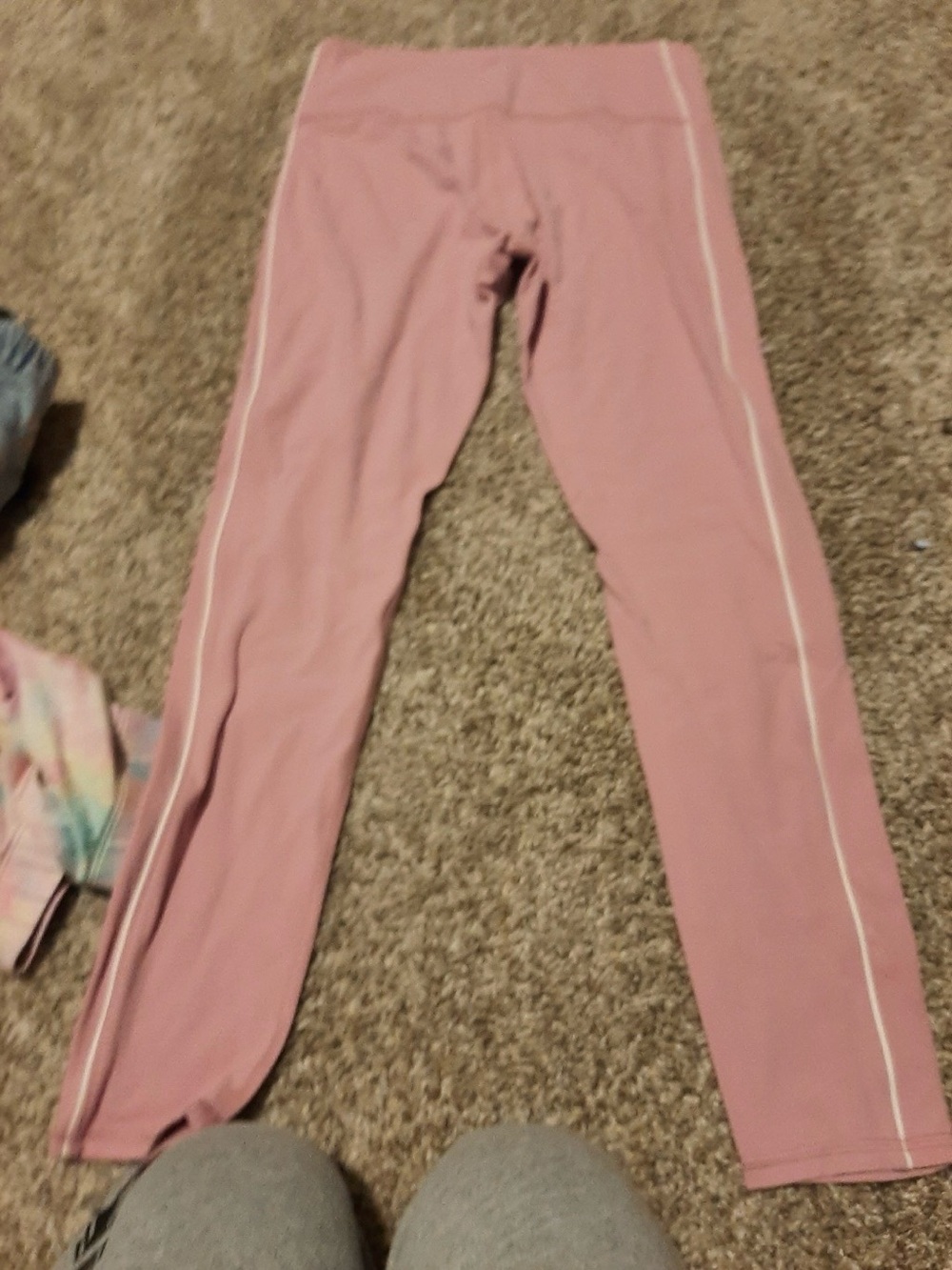 Girls' Pink Active Leggings with Side Stripe